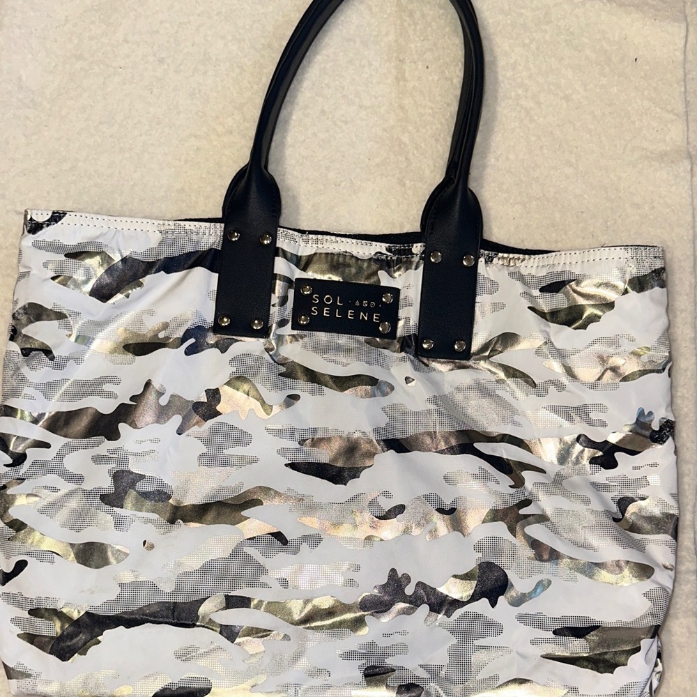 Sol and Selene Camouflage Tote Bag - Black, White, Green and Silver